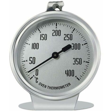 Thermomètre de four avec grand afficheur – Plage de mesure 0 à 400 °C – Acier inoxydable – Pour grillades et fumoirs