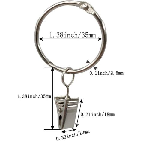 Anneaux de suspension en métal pour rideaux et tringles diamètre intérieur 30 mmblanc40 Pack