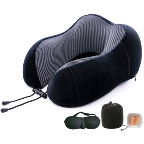 Oreiller De Voyage En Mousse à Mémoire De Forme Phixnoxar – Soutien Nuque – Noir/Gris