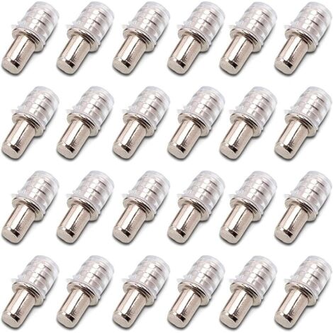 Ahlsen – Lot de 100 taquets d'étagère 5 mm – Fer nickelé résistant à la corrosion – Capuchons en caoutchouc inclus – Pour étagères en bois