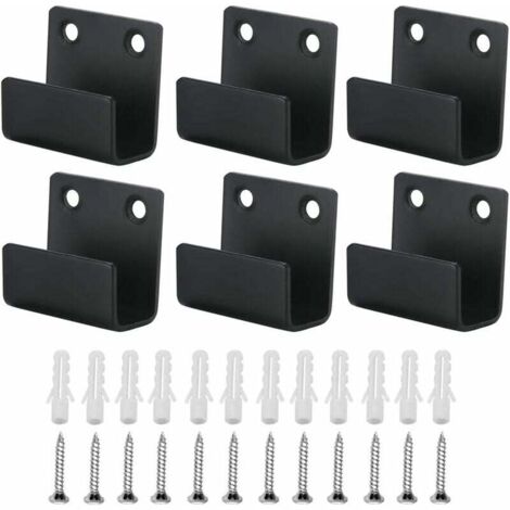 Ahlsen – Crochets muraux en acier inoxydable noir – Lot de 6 crochets robustes – Dimensions 35x40x15mm – Capacité de charge 60kg (1/5)