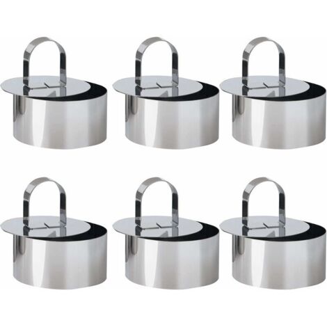 Ahlsen 6 Pièces Emporte Piece Patisserie, Cercle a Patisserie 8 cm diametre,Emporté pièce Rond,Inoxydable Mousse Anneaux avec Poussoir (Rond)-