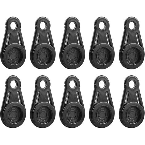 Ahlsen Lot de 10 clips de bâche, poignée de verrouillage robuste – Pinces de bâche en plastique – Pinces de bâche – Clips de fixation de tente – Clip de cordon élastique pour auvent de piscine – Voitu