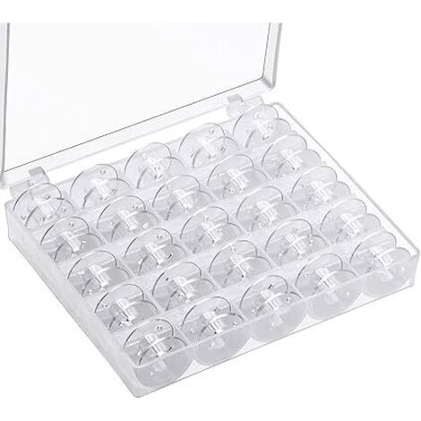 Ahlsen Canette Machine a Coudre,Bobines pour Machine à Coudre Canettes de Couture Universelle Bobine de Machine à Coudre en Plastique avec Boîte de Rangement (25 pièces Transparente) (1/5)