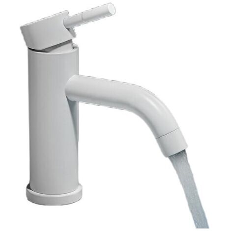 Ahlsen Robinet de lavabo blanc élégant en acier inoxydable - Bouche incurvée blanche (1/5)