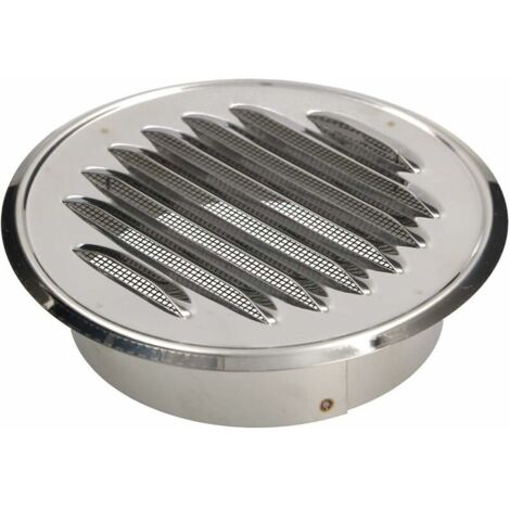 Grille d'aération - Ronde - En acier inoxydable - 100 mm - Avec bride de vissage - Protège contre les insectes (1/5)