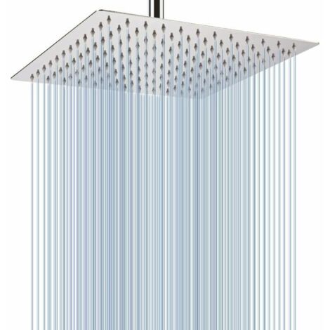 Ahlsen Grande Pomme de Douche au Plafond de 30cm - Pommeau de Douche Carré à Haute Pression en Acier Inoxydable pour une Douche Confortable - Installée au Mur ou Plafond (Chrome),