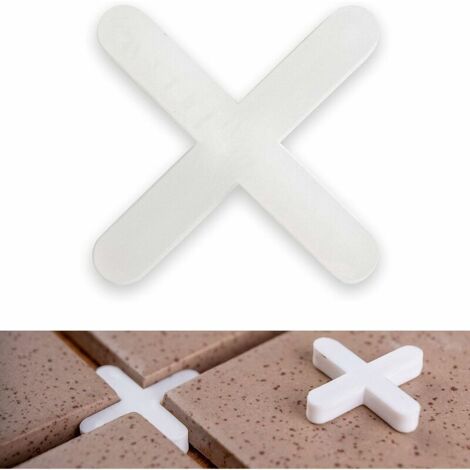 Ahlsen Croisillons de carrelage, 2 mm d'épaisseur, 100 pièces, Joints croisés pour un espacement régulier lors de la pose de carreaux, Les entretoises de joints croisés peuvent être jointoyées, 100 x (1/5)