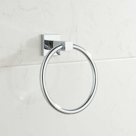 Ahlsen Anneau porte-serviette mural minimaliste chromé pour salle de bain