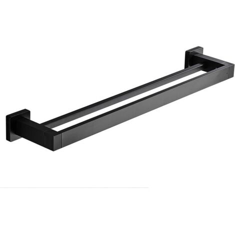 Ahlsen – Porte-serviette double mural noir 40cm – Acier inoxydable SUS304 résistant à la corrosion – Support pour salle de bain et cuisine