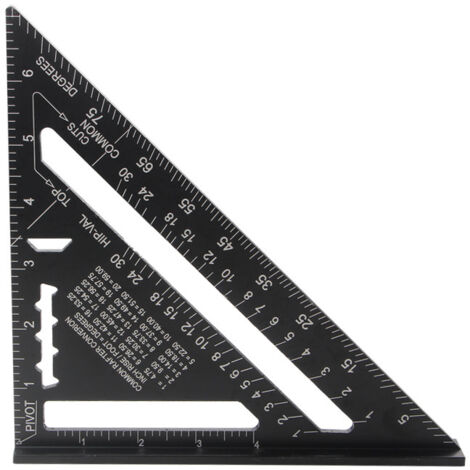 Ahlsen Rapporteur carré triangulaire Outil de mesure en alliage d'aluminium de haute précision de 7 pouces, noir (1/5)