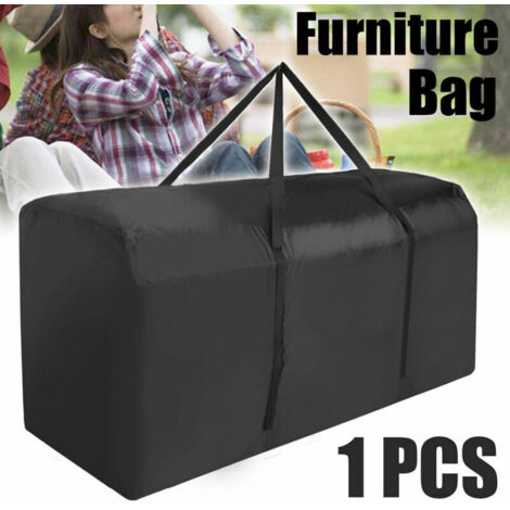 Ahlsen Sacs de rangement pour coussins de terrasse Sacs de rangement rectangulaires pour coussins de mobilier d'extérieur Housses de rangement pour coussins de jardin avec fermeture éclai,noir,210D (1/5)