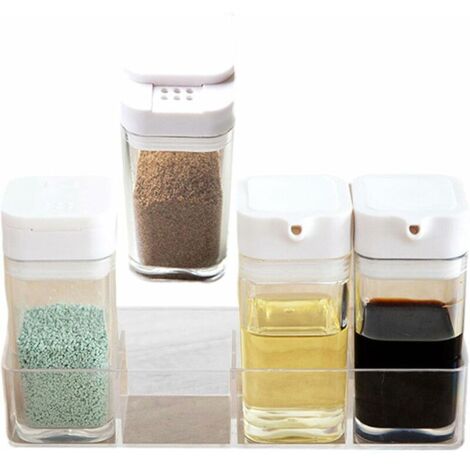 Ahlsen Organisateur de contenants à Condiments - 4 pièces salière pour Cuisine,Fournitures de Cuisine durables pour Stocker des épices, assaisonnements, Condiments, poivrons pour la Maison (1/5)