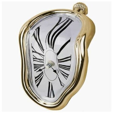 Horloge fondante, montre Horloge fondue pour étagère décorative de bureau à domicile, table de bureau, cadeau créatif amusant, or,175×115×145MM,0.2kg (1/5)