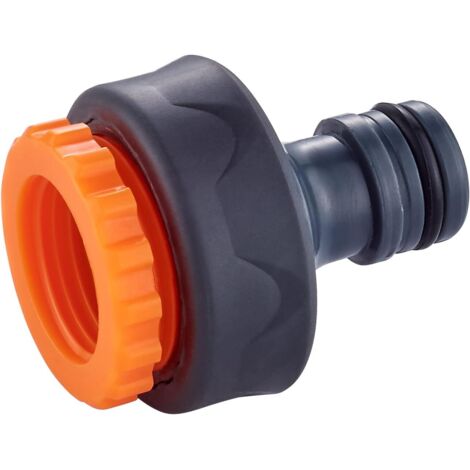 Ahlsen Nez de Robinet, Connecteur de robinet de jardin, Raccord de robinet femelle 3/4 pouces - 1/2 pouces universel, facile à installer, Orange/Gris (1/4)