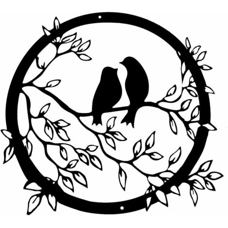 Ahlsen Art Mural en Métal Arbre De Vie avec Oiseaux Déco Noir - 30cm/11.8inch Décoration Murale Arbre De Vie Deco Metal Murale Moderne Signe De Famille Arbre en Métal Décoration D'intérieur (1/5)