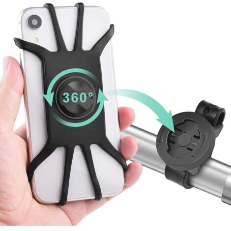 Ahlsen 2 Pcs Support Téléphone Vélo [Rotation à 360 °], Base Amovible Adaptée Garmin GPS, Universel Silicone Réglable Support Vélo/Moto du Guidon, Convient à Tous Les 4,0-6,5 Pouces Smartphones (1/5)