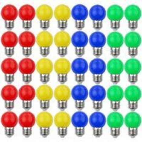 Ahlsen Lot de 40 Ampoule Couleur LED 3W, Ampoule E27 Mini Globe, pour Mariages, Halloween, Noël