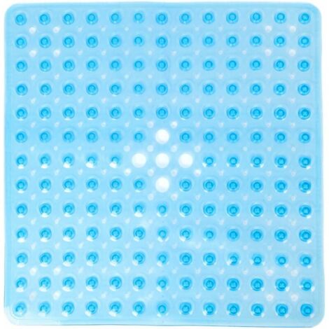 Ahlsen Tapis de Baignoire carré antidérapant Tapis de Bain et de Douche en PVC Transparent Tapis de Douche antibactérien Tapis de Bain antimoisisissure pour Salle de Bain,53cmX53cm Bleu (1/5)