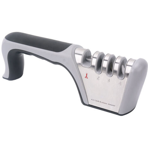 Ahlsen Aiguiseur de couteaux multifonctionnel gris noir ménage rapide avec acier inoxydable antidérapant et gomme en céramique pour salle d'outils (1/4)