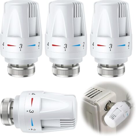 Ahlsen Lot de 4 têtes de radiateur thermostatiques de rechange M30 x 1,5TRV pour système de chauffage thermostatique pour la maison et le bureau (1/4)