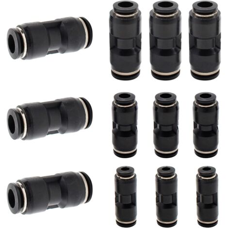 Ahlsen 12 Pièces Raccords Rapides Pneumatiques,Union Droite en Plastique Connect, Noir Pousser le Connecteur Rapide, Convient pour L'équipement Trachéal (1/5)