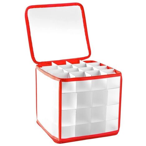 Ahlsen Boîte de rangement pour boules de Noël avec séparateurs, contenant jusqu'à 64 boules, pliable avec poignées, fermeture éclair, pour décorations de Noël (1/5)