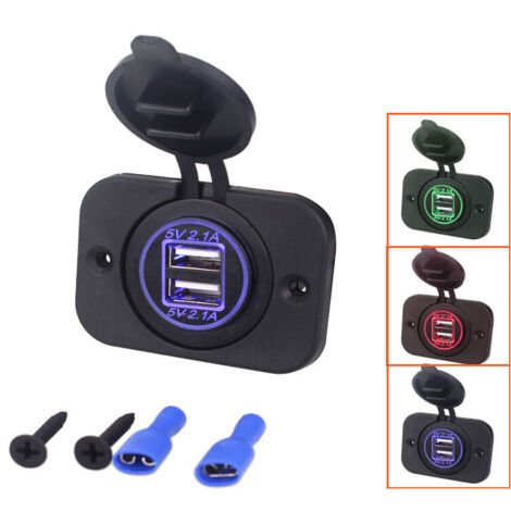 Ahlsen Prise USB double encastrable 12/24 Volt 2.1A 5 Volt pour caravanes, mobil-homes, voitures, bateaux, camions