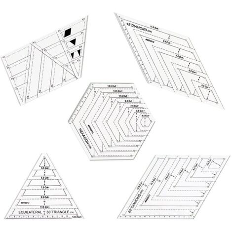 Ahlsen 5 Pièces Transparentes Couture Règle, Règle Coudre Bricolage, Règles de Matelassage, Échelle Précise et Caractères Clairs, pour Outils de Couture, Rapiéçage, Bordure, Reliure (1/5)