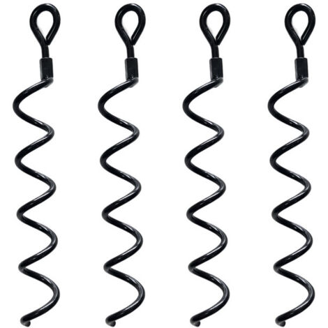 Ahlsen 38.5cm Spiral Earth Ground kit d'ancrage haute performance pour hangar Idéal comme poteau d'attache pour chien pour sécuriser les animaux, les tentes, les auvents, les hangars, paquet de 4 (1/5)