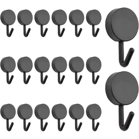 Ahlsen Lot de 20 crochets auto-adhésifs en plastique robuste pour porte de maison, cuisine, salle de bain, bureau (noir) (1/3)