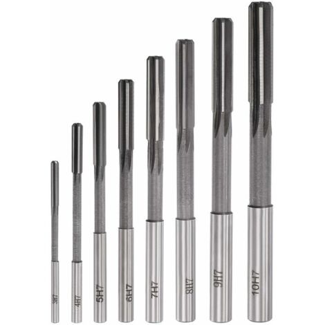 Ahlsen Alésoir Mandrin Ensemble Machine Tour Fraise Cannelure Droite Fraise Acier Haute vitesse H7 Tolérance (3mm 4mm 5mm 6mm 7mm 8mm 9mm 10mm) 8Pcs
