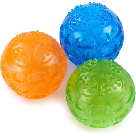 Ahlsen Balle pour chien couinante indestructible, ensemble de 3 balles pour chien, balle couinante pour grands et petits chiens, balle pour chien flottante (orange, bleu, vert), 8cm