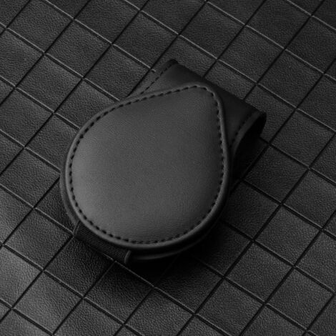 Ahlsen Porte-Lunettes De pour Voiture, Magnétique en Cuir Clip Cintre De Lunettes pour Voiture, Support de Lunettes De Soleil De Visière Voiture Universel avec Pince à Carte (Noir) (1/4)
