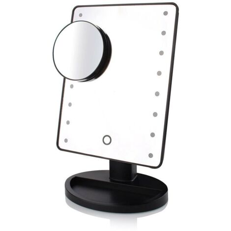Ahlsen Miroir Lumineux, Miroir Maquillage LED Grossissant 10X, Miroir LED, Recharge USB et Batterie, Miroir de Maquillage à 360 °, Miroir Grossissant Lumineux pour Le Maquillage, Le Rasage,noir (1/5)