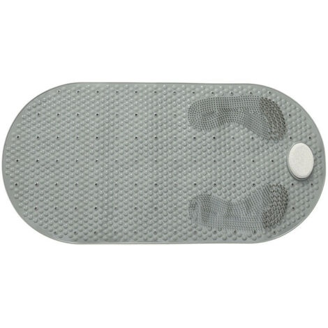Ahlsen Tapis de Douche 40x80cm Tapis de Bain Antidérapant de Baignoire Tapis de Pied avec Pierre Ponce Amovible, avec Ventouses (Gris) (1/5)