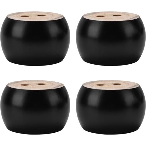 Ahlsen Jeu de 4 pieds de meubles en bois massif tourné noir de 5 cm, vis non comprises, pour canapés, armoires et fauteuils de relaxation. (1/4)