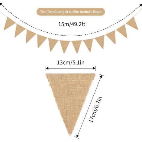 Guirlande Fanion X4 – Drapeaux Triangles 4m – Déco Mariage, Anniversaire, Jardin – Papier Résistant – Vert Sauge/Or/Blanc - 9