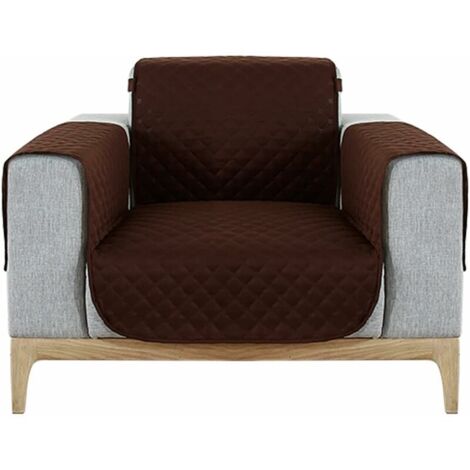 Ahlsen Housse de canapé 1 place avec particules de silicone antidérapantes et sangle élastique réglable, housse de canapé imperméable matelassée pour animaux de compagnie, enfants, chiens, chats (chai (1/5)
