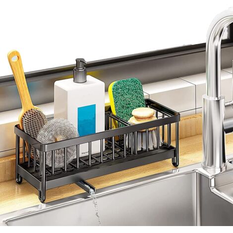 Porte-éponge multifonctionnel en acier inoxydable 304 – Bac de vidange automatique – Pour évier de cuisine, salle de bain et toilettes
