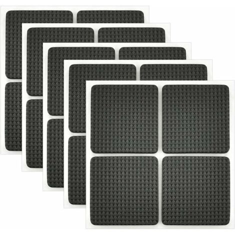 20Pcs Patin Antiderapant Caoutchouc Tampon Caoutchouc Adhesif Patin Feutre Adhésif Patin de Meubles Adhésif pour la Protection des Carreaux, Tables, Planchers de Bois 4.2 x 4.2cm (Noir) , (1/5)