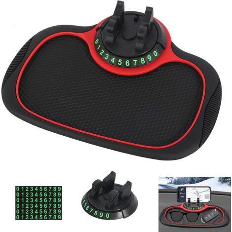 Ahlsen Tapis Antidérapant Voiture Support de Téléphone Portable Tapis Antidérapant de Tableau de Bord de Voiture Tapis Antidérapant de Voiture avec Support de Téléphone Rotatif à 360 Degrés (1/4)