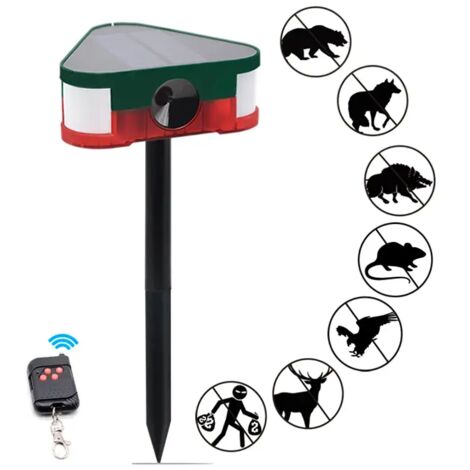 Ahlsen Répulsif solaire pour souris Répulsif pour animaux à ultrasons Repousse le sanglier Souris Télécommande flash Voyant d'alarme