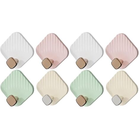 Ahlsen Lot de 8 crochets muraux autocollants sans perçage - Crochets adhésifs imperméables extra puissants - Pour salle de bain, cuisine, salon (mixte) (1/4)