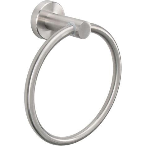 Ahlsen Anneau de serviette de bain, acier inoxydable pour salle de bain, porte-serviette rond moderne fixé au mur (nickel brossé, 1 paquet)
