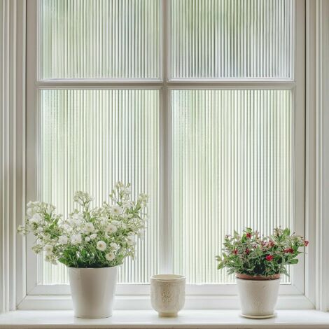 AHLSEN Film Fenetre Anti Regard Motif en Roseau 30x200cm, Film Occultant Fenêtre Autocollant Décoratif Brise Vue Fenetre Amovible Anti UV Film Electrostatique Vitre pour Maison Bureau, Blanc