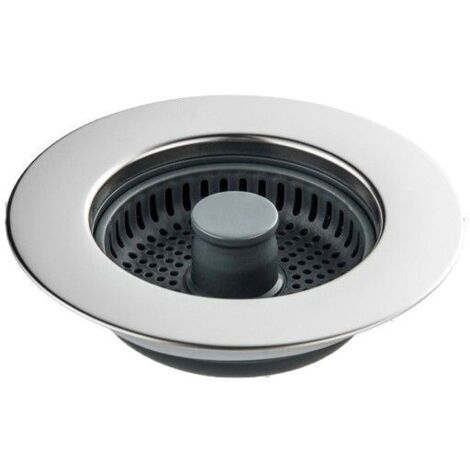 Ahlsen Évier de Cuisine Passoire et Bouchon Combo - Universel 3 en 1 Coquille en Acier Inoxydable avec Passoire Anti-colmatage, Installation Facile pour Un Trou d'évier de 2.76-3.38 in (1/5)