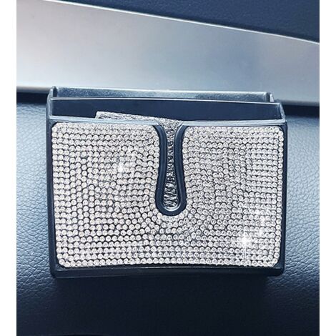 Ahlsen Organiseur Pour Siège De Voiture, Boîte De Rangement Pour Voiture Diamond, Bling Compartiment De Rangement Latéral Multifonctionnel Siège Voiture Pour Stockage Stylo Téléphone Clés(Blanc) (1/5)