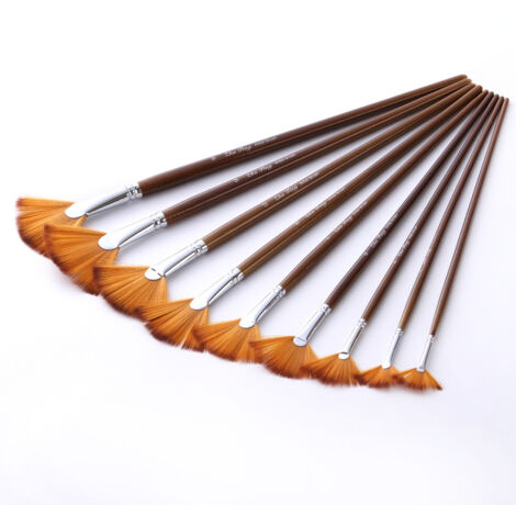 Ahlsen 9 Pièces Pinceau éventail Paint Brush Artistes Brosses En Nylon pour Peinture Acrylique, Aquarelle et Huile (1/5)