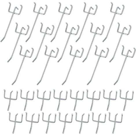 Ahlsen 30 Pièces Crochets pour Panneaux Perforés, Crochets pour Panneau Perforé Porte Mural, Crochets Muraux pour Organiser Outils Établi Rayonnages de Magasins - 10cm/5cm
